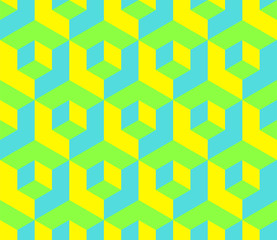 Aufkleber - Trendy abstract pattern with isometric cubes for concept design. Technology concept vector. Geometric background, simple illustration. Business abstract background. Isometric cubes. Vector template.
