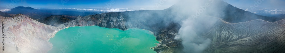 Indonesia, Java, aerial view of Ijen volcano