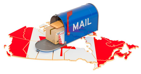 Poster - mailbox on the canadian map. shipping in canada, concept. 3d rendering
