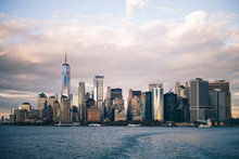 Skyline Of New York City Seen From Staten Island Ferry, USA