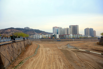 Poster - Yan River Scenery in Yan'an, China