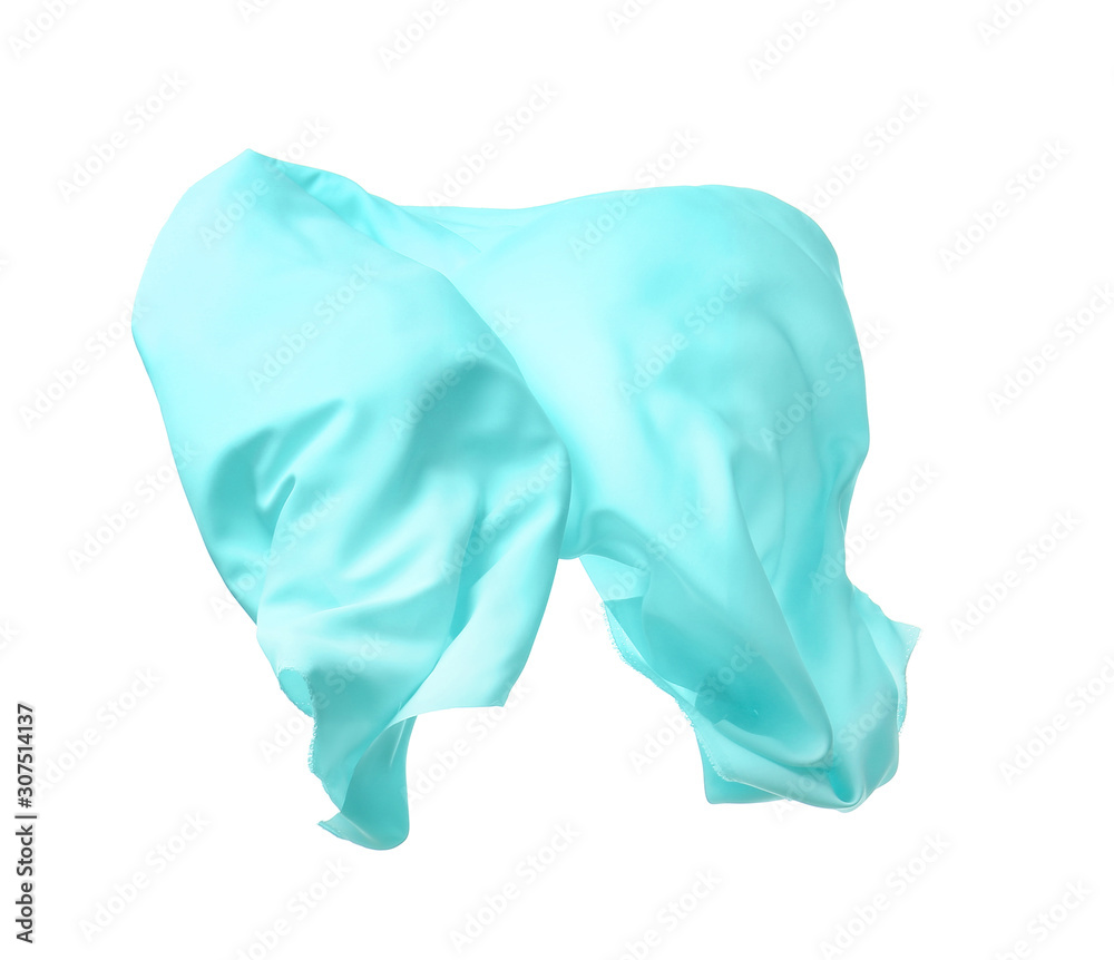 Flying fabric on white background