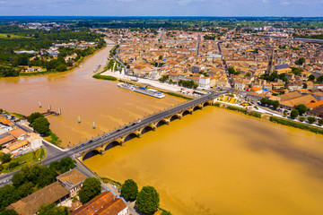 Wall Mural - Aerial view of Libourne cityscape