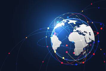 Poster - Global network connection. World map point and line composition concept of global business. Vector Illustration