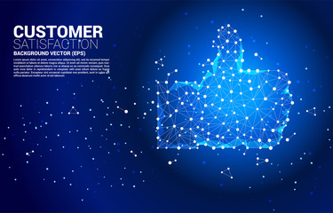 Poster - thumb up icon from dot connect line polygon network. concept of customer satisfaction , client rating and ranking.