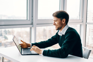 businessman working on laptop in office