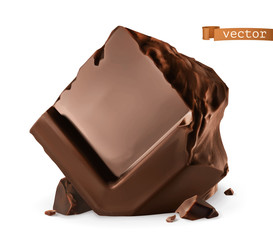 Wall Mural - Chocolate pieces. 3d realistic vector icon