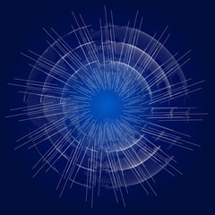 Poster - Dynamic particles, dots and lines link to build digital sphere, the world network technology big data, globalization, internationalization, science and technology concepts