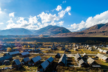 Wall Mural - Xinjiang Hemu Village Autumn scenery 