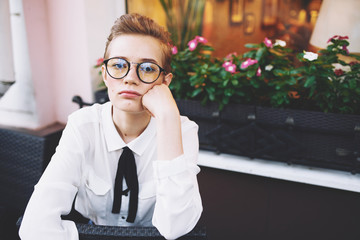 Wall Mural - young man with glasses