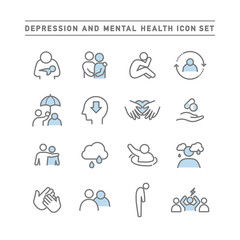 DEPRESSION AND MENTAL HEALTH ICON SET