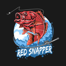 FISH RED SNAPPER BASS FISHERMAN ARTWORK VECTOR
