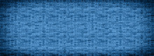 Panoramic Background Of Wide Old Classic Blue Color Of The Year 2020 Brick Wall Texture. Home Or Office Design Backdrop