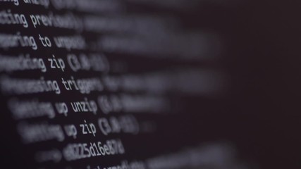 Wall Mural - programming code development scrolling on computer screen 4k