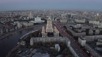 Wall Mural - Moscow City with Moscow River in Russian Federation, Moscow skyline with the historical architecture skyscraper, Aerial view, Russia, 4K