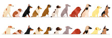 Set Of  Side View Large Dogs Border