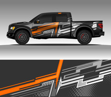Car Wrap Decal Design Vector, For Advertising Or Custom Livery WRC Style, Race Rally Car Vehicle Sticker And Tinting Custom. 4x4 Ford Raptor Double Cabin.