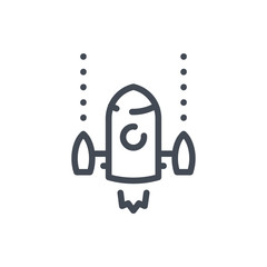 Poster - spaceship line icon. rocket vector outline sign.