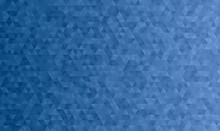 Classic Blue Geometric Triangle Pattern Vector Background. 2020 Color Of The Year. Shimmering Metallic Gradient Faceted Low Poly Vertically Seamless Print.
