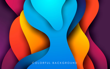Canvas Print - purple, orange, yellow and blue fluid color background. dynamic textured geometric element. modern g