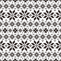 Geometric Christmas Ethnic pattern on white background. Ornament. Border. Seamless sample. It can be used as a background. Vector illustration