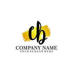 letter cb handwriting black color logo, and elegant gold brush template