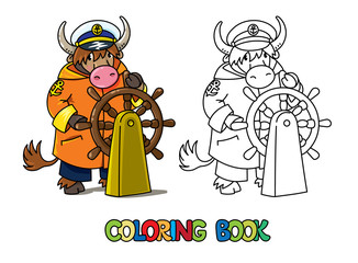 Wall Mural - Yak yachtsman ABC coloring book. Alphabet Y