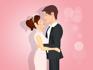 Wall Mural - happy bride and groom