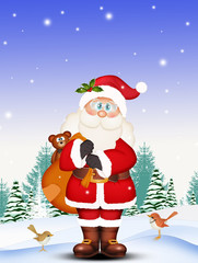 Sticker - funny Santa Claus with Christmas gifts