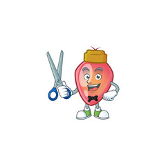 Poster - Happy Barber red christmas bulb mascot cartoon character style