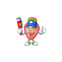 Canvas Print - Plumber red christmas bulb on cartoon character mascot design