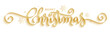 MERRY CHRISTMAS gold metallic brush calligraphy banner with snowflakes