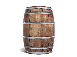 wooden barrel isolated on white background 3d illustration