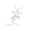 Kissing couple, kiss, lips. Abstract, modern art. Fashion concept, one line drawing for use in design.
