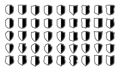 Wall Mural - vector shield icon. heraldic shields, security black labels. knight award, medieval royal vintage ba
