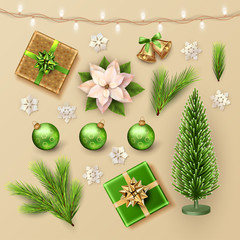 Wall Mural - Christmas Items Set