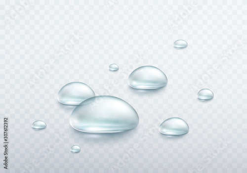 Cuadros en Lienzo Water rain drop surface isolated on transparent background