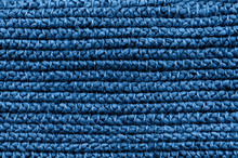 Rustic Natural Wicker Texture Toned In Classic Blue Monochrome Color. Braided Pattern Macro Photography.
