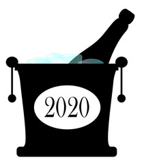 Wall Mural - Champage And Ice Bucket Silhouette 2020