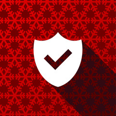 Poster - Shield flat design christmas and winter concept vector icon with snowflakes