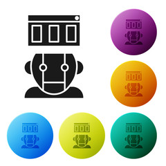 Black Robot icon isolated on white background. Set icons colorful circle buttons. Vector Illustration