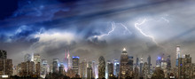 Panoramic Skyline Of Midtown Manhattan With Storm Approaching, New York City, USA