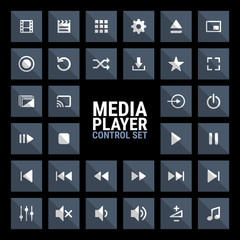 Media player control icon set