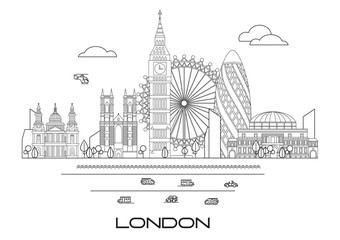 London skyline line art 3