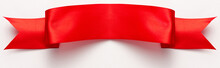 Panoramic Shot Of Red And Satin Ribbon On White
