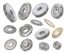 Different Gears Isolated On A White Background. 3d Illustration