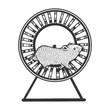 © Oleksandr Pokusai - Hamster run in the wheel sketch engraving vector illustration. T-shirt apparel print design. Scratch board style imitation. Black and white hand drawn image.