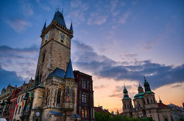 Wall Mural - The Old Town Hall in Prague, the capital of the Czech Republic, is located in Old Town Square.