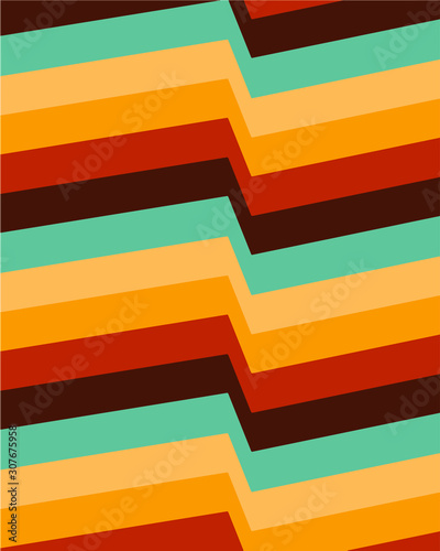 Photographie Retro color palette background geometric lines seventies inspired wallpaper