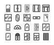 door and window icon set, vector and illustration, interior design concept
